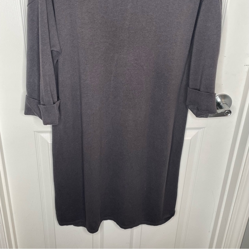 Garnet Hill Essential Scoop-Neck Sweater Dress Linen Organic Cotton Dark Gray L - Picture 4 of 13